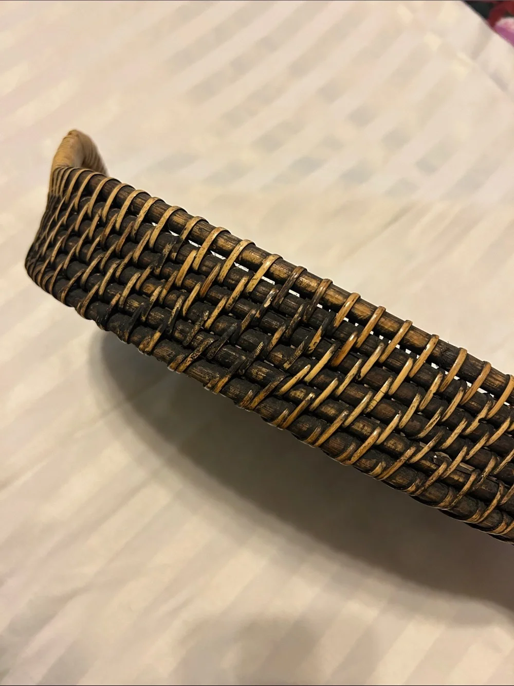 Natural Woven Oval Serving Tray - Brown